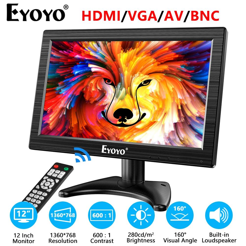Eyoyo ޴  TV LCD  , VGA BNC AV HDMI Է, USB  콺  Ŀ , 12 ġ, 1360x768